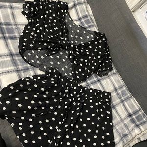 Black & white polka dot crop & short set